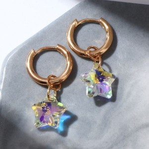 Серьги со съёмным элементом "Трансформер" кристаллик звёздочка, цвет радужный, цвет золотистый