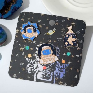 Набор значков (3шт) "Космос", цветной, цвет золотистый