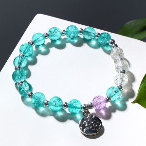 Браслет "Радость" монетка, цвет бело-зелёный, d=7