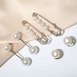 Набор булавок (6шт) "Жемчужная нежность", цвет белый, цвет серебристый