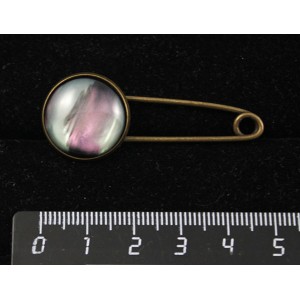 Брошь-булавка из гелиотиса (иск.), круг 18мм, цвет бронза