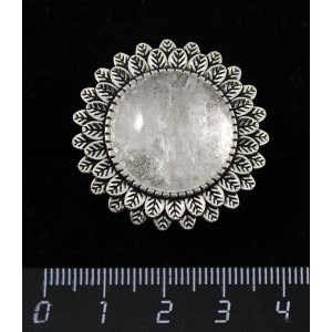 Брошь из горного хрусталя, "подсолнух", круг 20мм