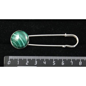 Брошь-булавка из малахита, круг 20мм