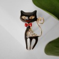 Брошь "Кошечка" с сердечком, цветная, цвет золотистый