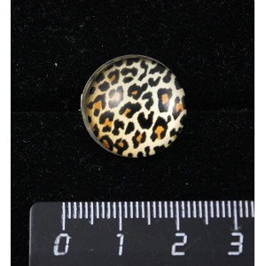 Брошь c кабошоном из пластика, рисунок леопард, круг 18мм