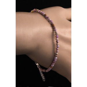 Браслет из фосфосидерита, шарик 3мм огранка, на застежке