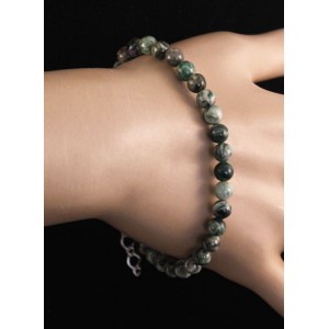 Браслет из фуксита, шарик 6мм, на застежке