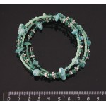 Браслет из амазонита (галтовка) на струнке с хрусталем и бисером