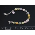 Браслет аметист, пренит, цитрин, розовый кварц, горный хрусталь, на застежке, шарик 10мм огранка