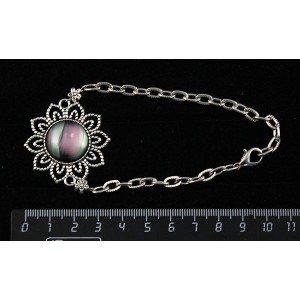 Браслет из гелиотиса (иск.), "цветок", круг 18мм, на цепочке