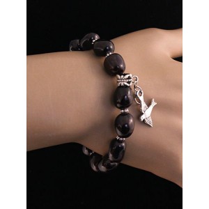 Браслет из граната, кубик заоваленный 14х8мм, с подвеской