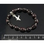 Браслет из граната, кубик заоваленный 14х8мм, с подвеской