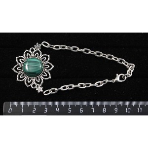 Браслет из малахита, круг 18мм, на цепочке