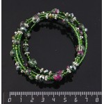 Браслет из цоизита (шарик 8мм) на струнке с хрусталем и бисером