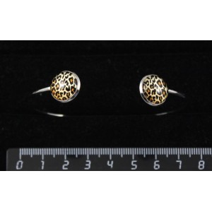 Браслет с кабошоном из пластика,  рисунок "леопард",  2 круга 12мм, жесткая основа