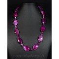 Бусы из агата тонированного овал 18*25мм фуксия, 53см