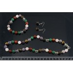 Бусы, браслет и серьги мультикамни, шарик 10мм (бусы 49 см, браслет 19 см)