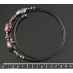 Колье из аметиста (шарик 8мм) и муранского стекла, на струнке