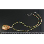 Колье-кулон из унакита, капелька 45х30мм