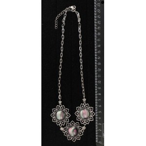 Колье из гелиотиса (иск.), "3 цветка" на цепочке, 48-50см, круг 18мм