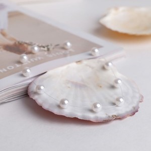 Бусы на леске жемчуг, шар №8 цвет белый, цвет серебристый, 30см (пластик, бижутерный сплав)