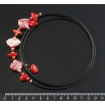 Колье из коралла красного и муранского стекла, на струнке