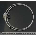 Колье из лабрадорита на струнке, крупная огранка + шарик 10мм огранка агат черный