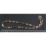 Бусы из родонита, брусок 12х4мм + хрусталь