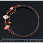 Колье из сердолика (шарик 8мм) и муранского стекла, на струнке