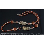 Колье длинное 80см из сердолика и яшмы пестрой