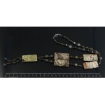 Колье-галстук из яшмы пестрой, прямоугольник длинный, шарик 8 и 6мм