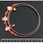 Колье из яшмы красной (шарик 10мм) и муранского стекла, на струнке