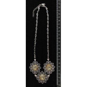 Колье из кабошоном из пластика, рисунок леопард,  "3 цветка" на цепочке, 48-50см, круг 18мм