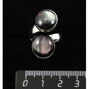 Кольцо из гелиотиса (иск.) "2 круга", круг 12мм, безразмерное