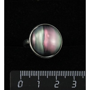 Кольцо с гелиотисом (иск.), круг 18мм, безразмерное