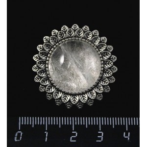 Кольцо с горным хрусталём, круг 20мм, "подсолнух", безразмерное