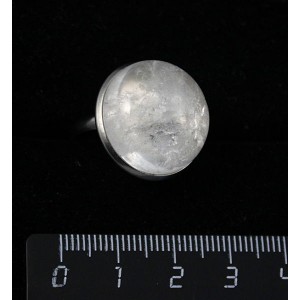 Кольцо с горным хрусталём, круг 20мм, безразмерное