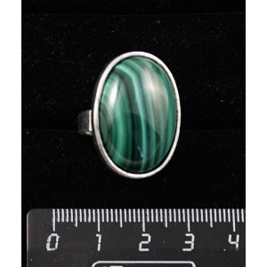 Кольцо с малахитом, овал 25х18мм, безразмерное (литая оправа)