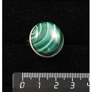 Кольцо с малахитом, круг 20мм, безразмерное