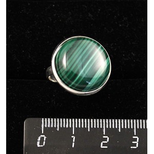 Кольцо с малахитом, круг 18мм, безразмерное