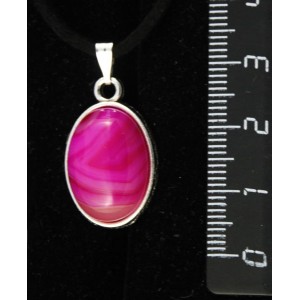 Кулон из агата малинового (тонировка), простой овал 18х13мм