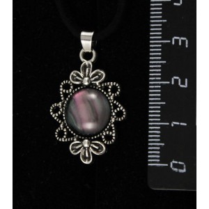 Кулон из гелиотиса (иск.), "2 цветка", круг 12мм