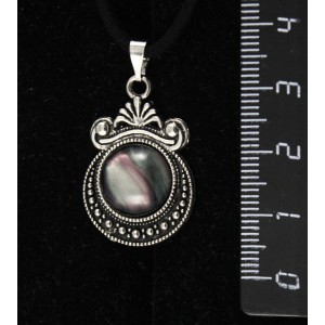 Кулон из гелиотиса (иск.), круг 12мм, "корона"