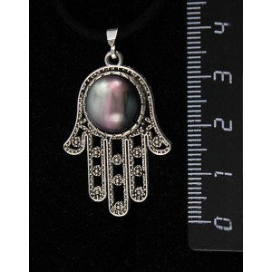 Кулон из гелиотиса (иск.), круг 12мм, "хамса"