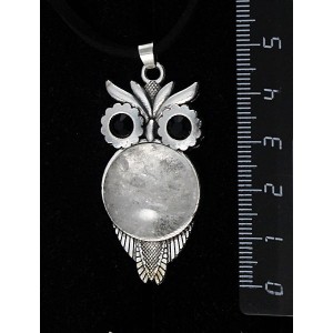 Кулон из горного хрусталя, "сова", круг 20мм