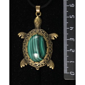 Кулон из малахита, овал 25х18мм, "черепаха" цвет бронза