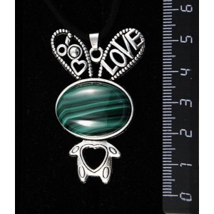 Кулон из малахита, "зайчик", овал 25х18мм