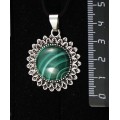 Кулон из малахита, "подсолнух", круг 20мм