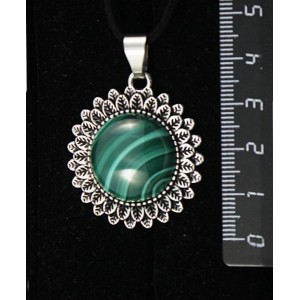 Кулон из малахита, "подсолнух", круг 20мм