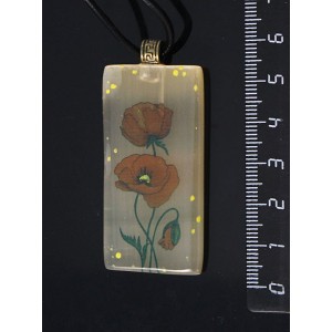 Кулон из селенита прямоугольный "маки" 45х25мм